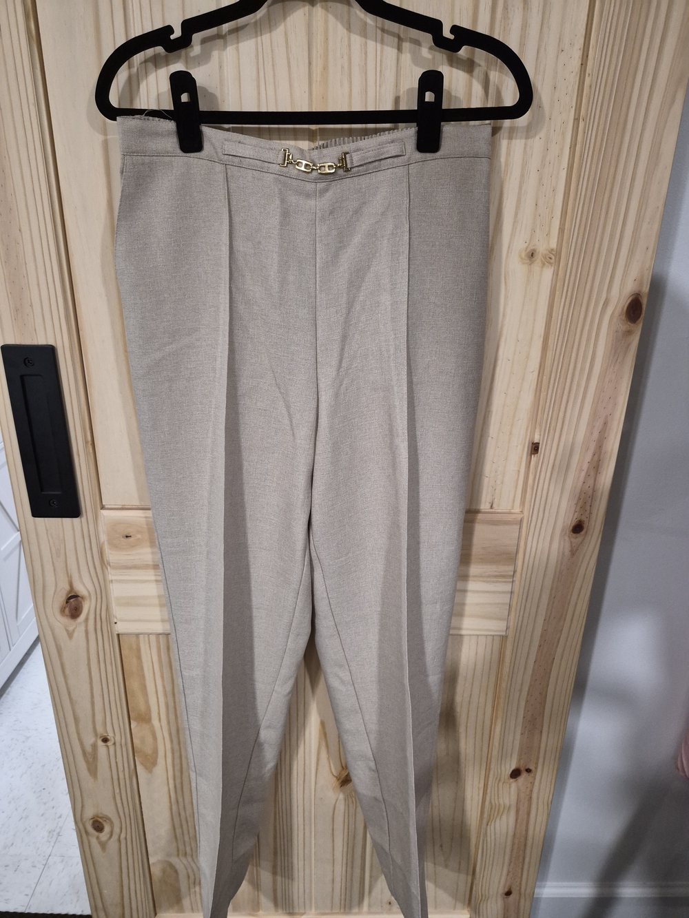 Alfred Dunner Light Khaki Dress Pants with Gold Accent